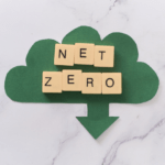 Net Zero on wooden tiles with a green cloud