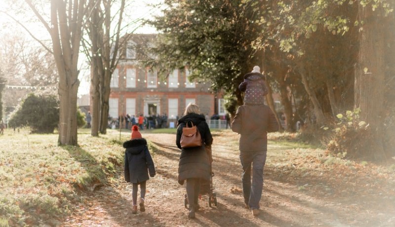 Stowmarket Explore, family walking along path